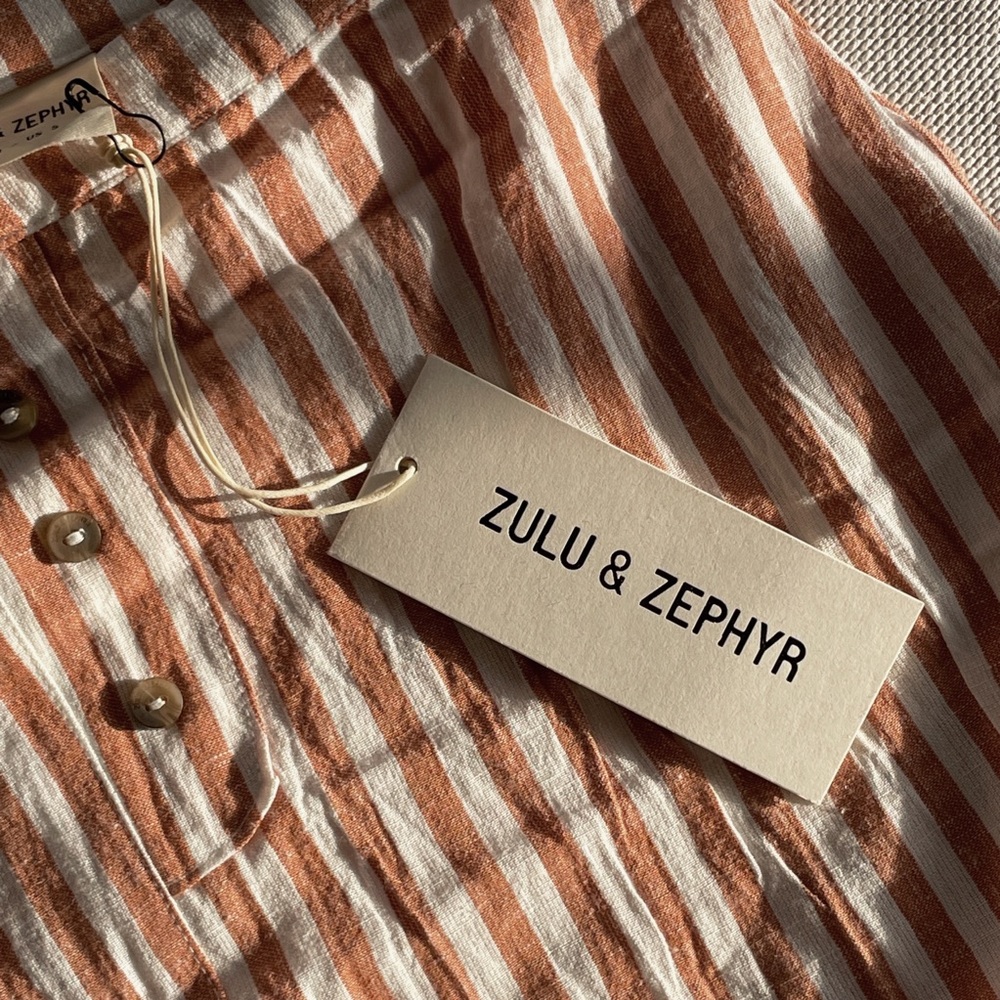 Zulu & Zephyr Beach Shorts In Rust Stripe - image 2